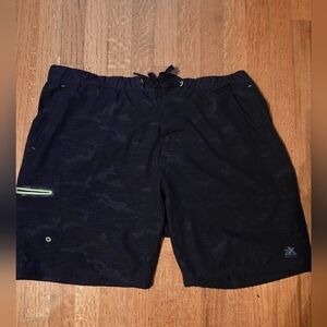 Mens Black Camouflage Swim Shorts XXL